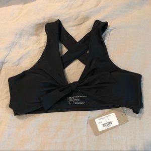 NWT Albion Fit Matte Black Top Knot Bathing Suit Large